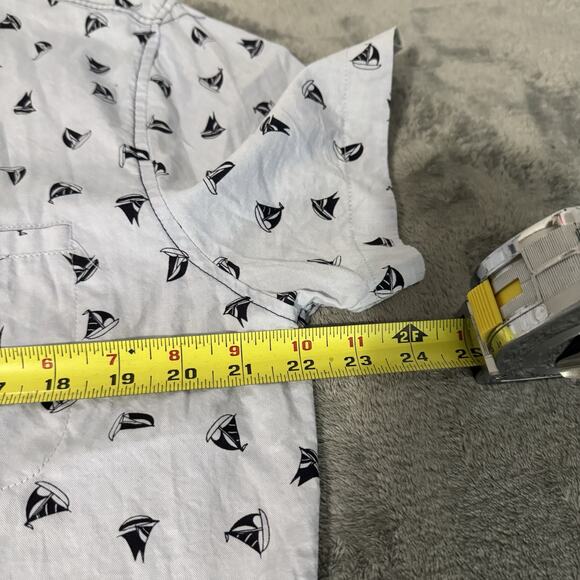 Sovereign Code Sailboat Button Down Flamingo Flip Cuff Shirt Mens L White - Picture 8 of 9